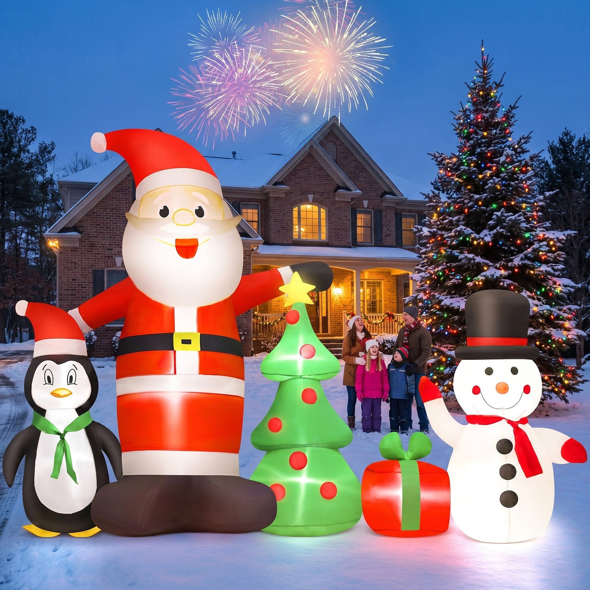 Yexmas 6FT Christmas Decorations Inflatables with Blow Up LED Lights, Santa Claus Snowman Penguin Gift Boxes & Christmas Tree for for Holiday Decor,Xmas Party,Yard, Garden and Lawn