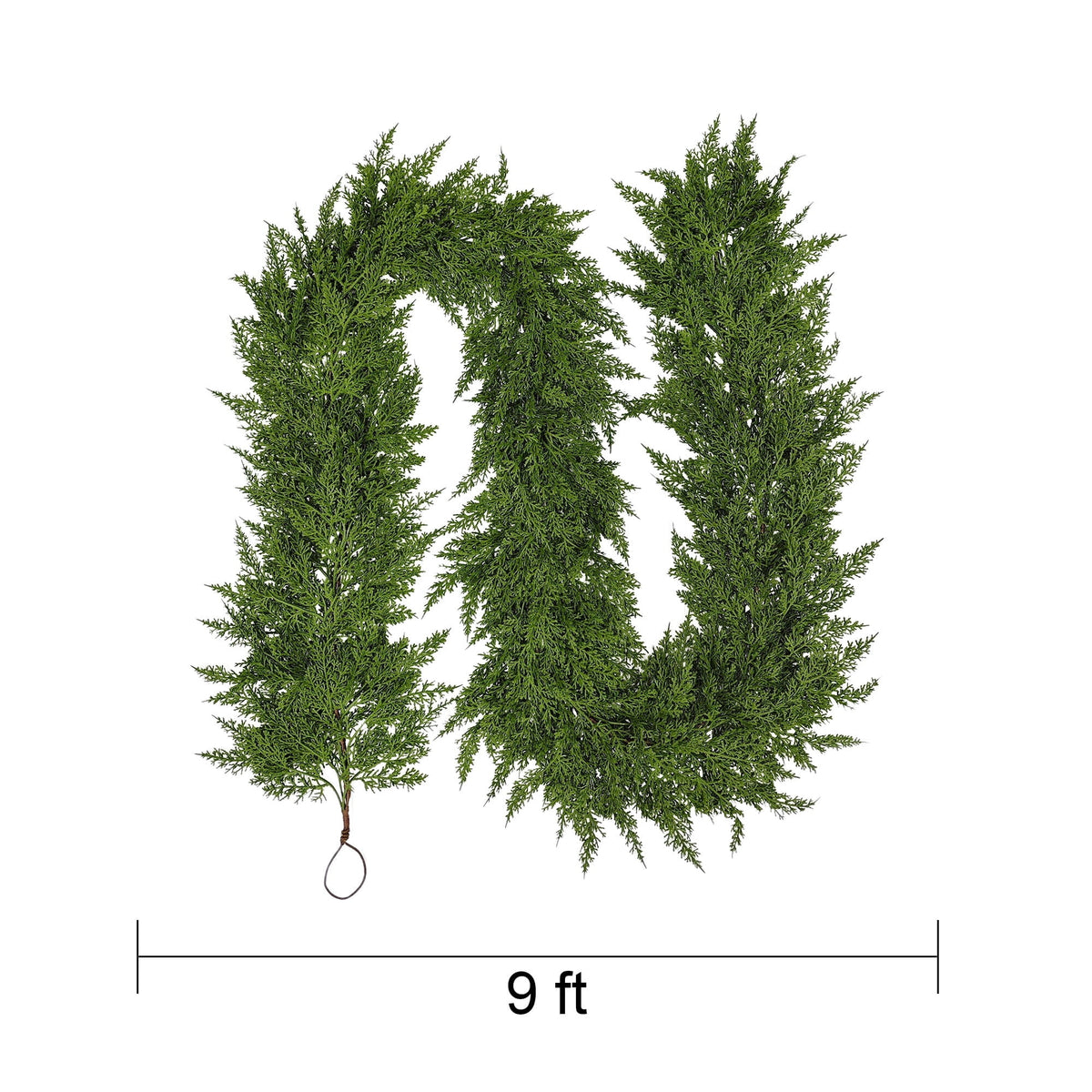  Natural Feel Cedar Unlit Artificial Christmas Garland, Green, 9'