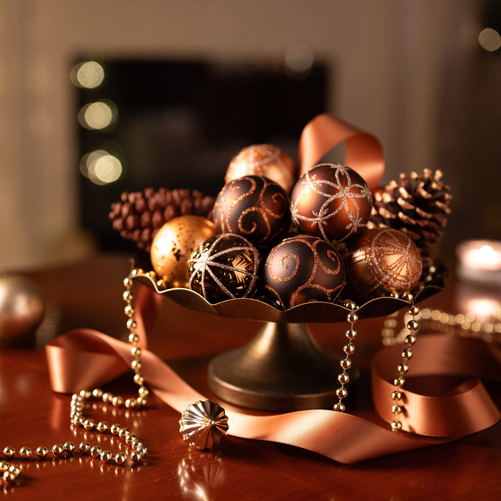 Valery Madelyn 35ct 2.36 inches Luxurious Copper Gold Christmas Ball Ornaments, Shatterproof Christmas Tree Ornaments Hanging Bauble for Xmas Decoration
