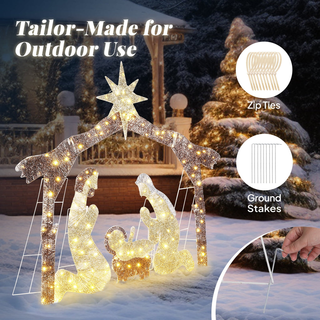 UBesGoo 6ft Light-Up Nativity Scene Christmas Decoration Nativity Christmas Outdoor Decor