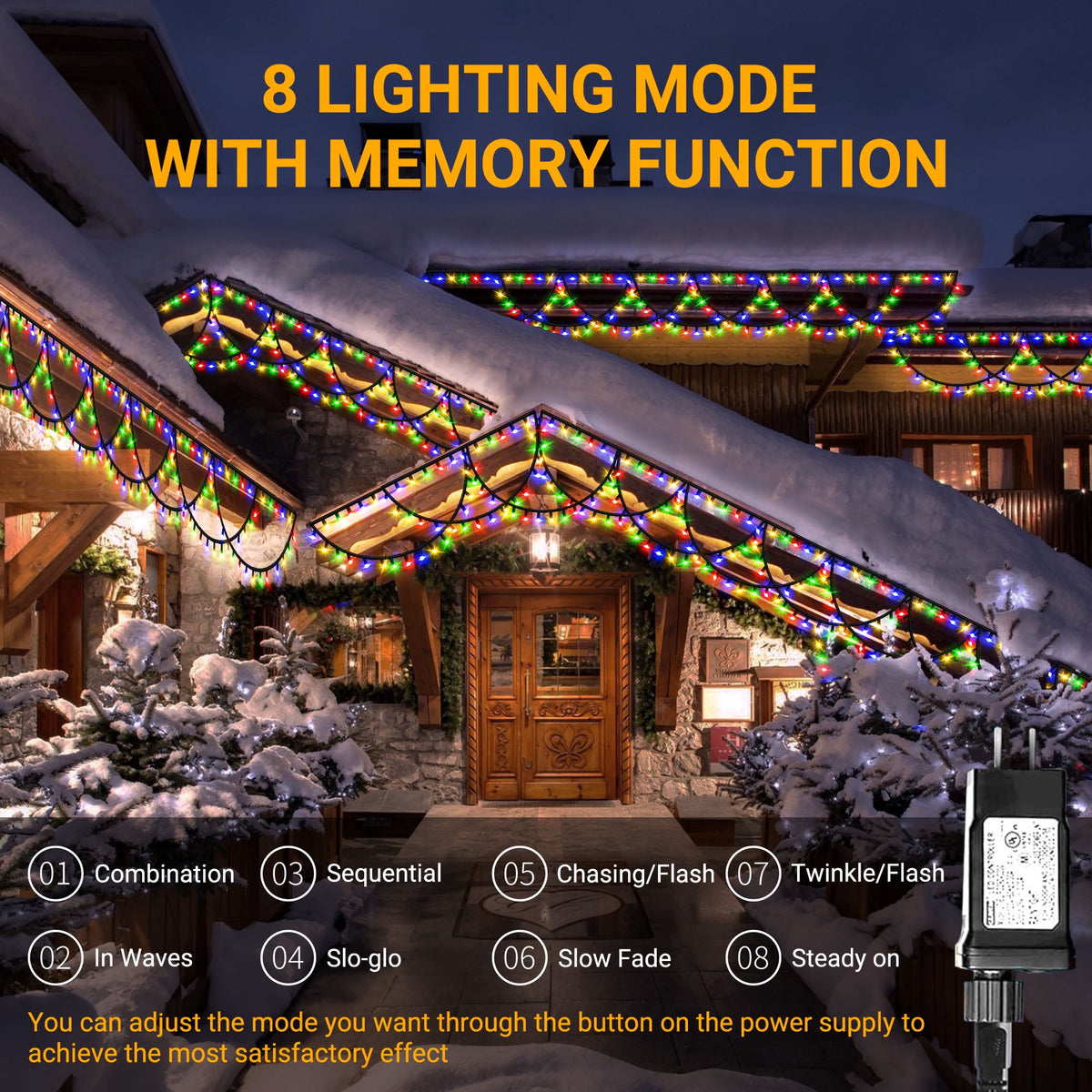 VOLIVO 80FT 720 LED Multicolor Icicle String Lights, Waterproof Outdoor Hanging Lights for Patio, Garden, Balcony, Pergola, Backyard, Party and Home Decorations