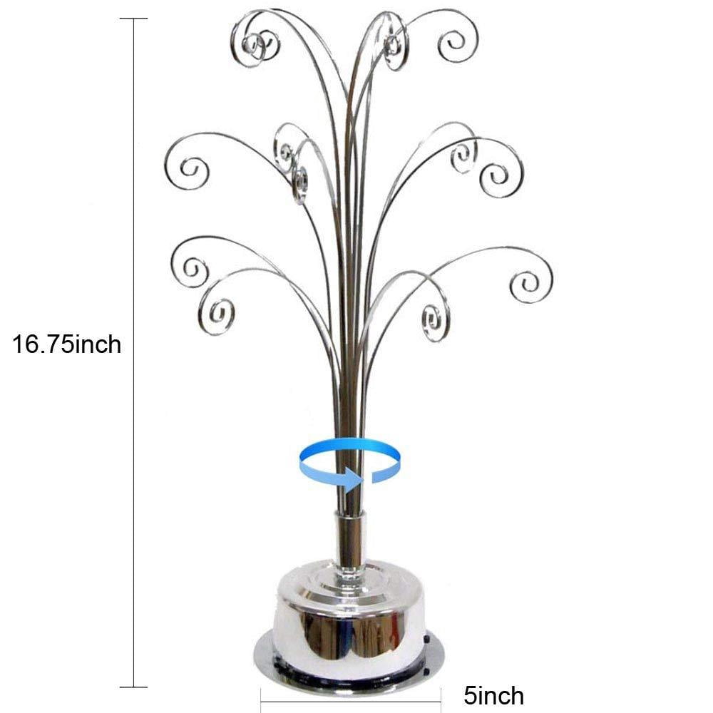 HOHIYA Ornament Display Tree Stand Rotating For Swarovski 2023 Ornament Christmas Annual Gift 16.75 Inch Silver