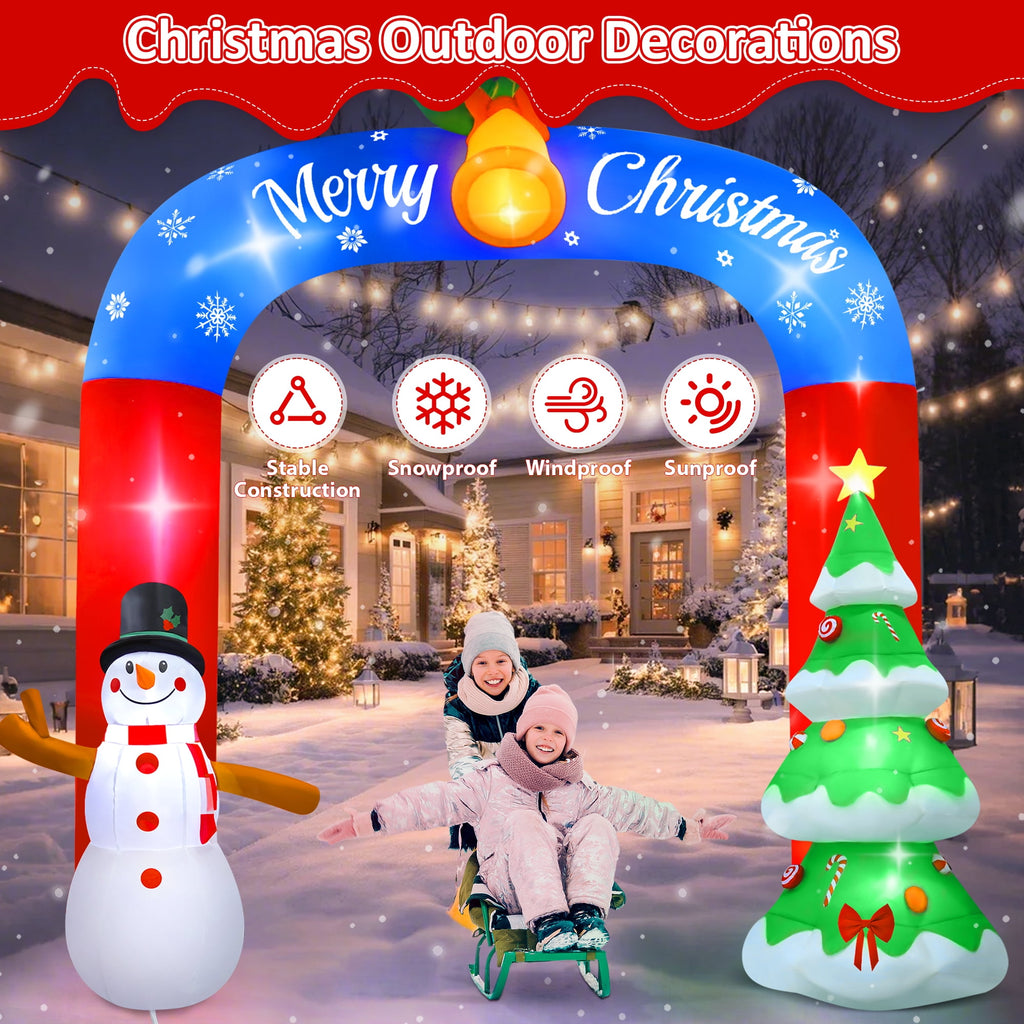 Yexmas 8FT Christmas Inflatable Archway with Snowman & Christmas Tree,Blow Ups Xmas Inflatable with LED Lights,Outdoor Decor for Xmas Holiday Party Yard Garden Lawn