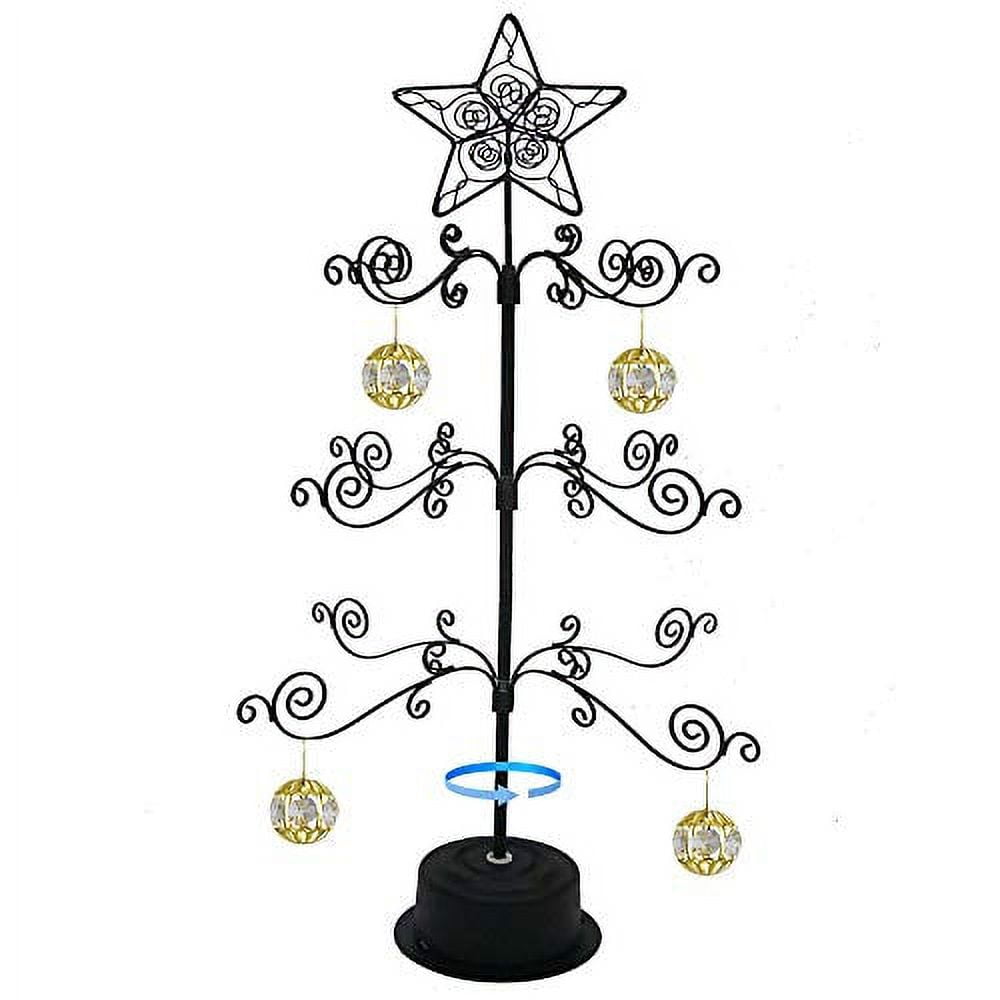 HOHIYA Ornament Display Tree Stand Metal Christmas Rotating Tabletop 24 Inch Black