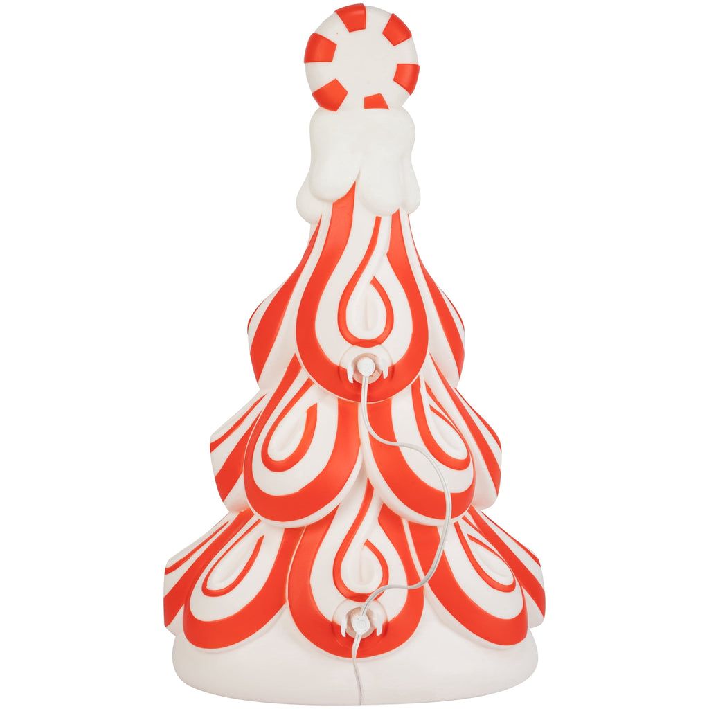 Lighted Blow Mold Peppermint Tree Indoor/Outdoor Christmas Decoration, Red and White, 24", by 
