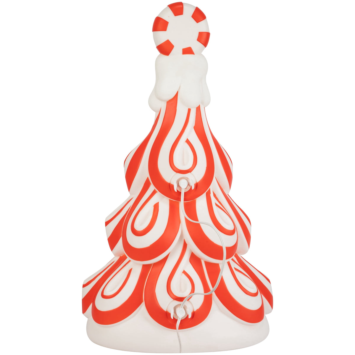 Lighted Blow Mold Peppermint Tree Indoor/Outdoor Christmas Decoration, Red and White, 24", by 