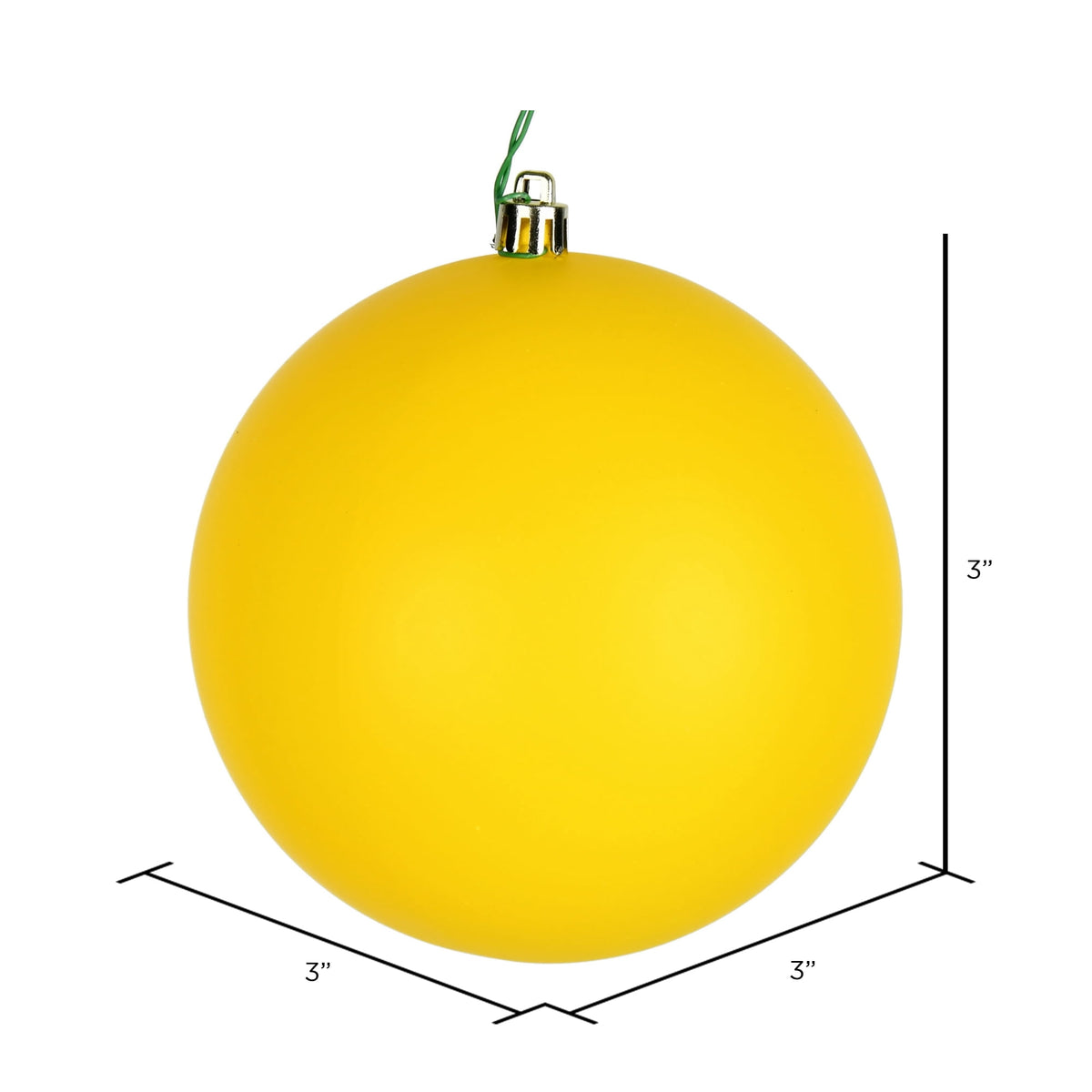 Vickerman 3" Yellow Matte Ball Ornament, 12 per Bag