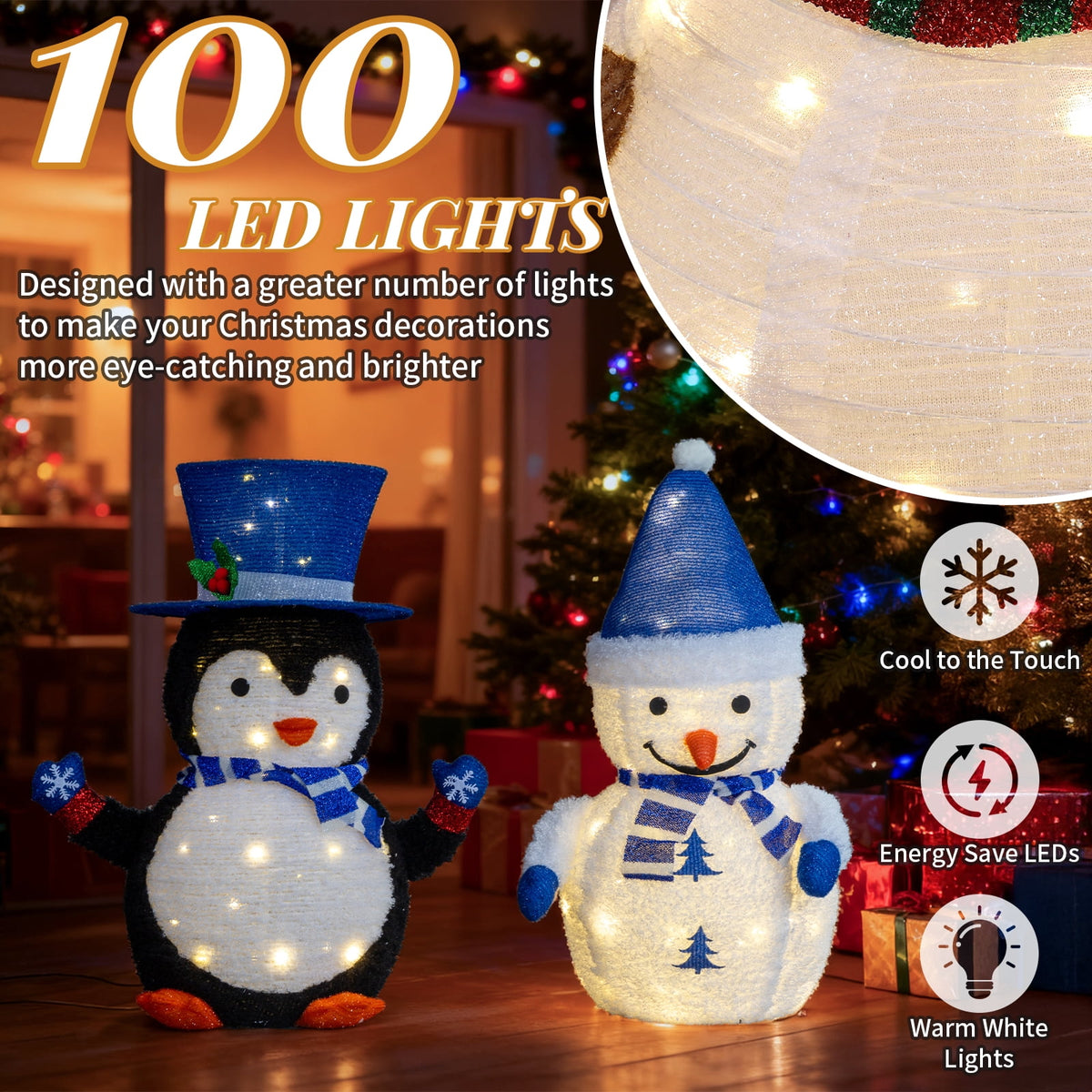 Ktaxon Snowman Christmas Lighted Penguin Outdoor Decoration for Holiday Lawn Garden Party