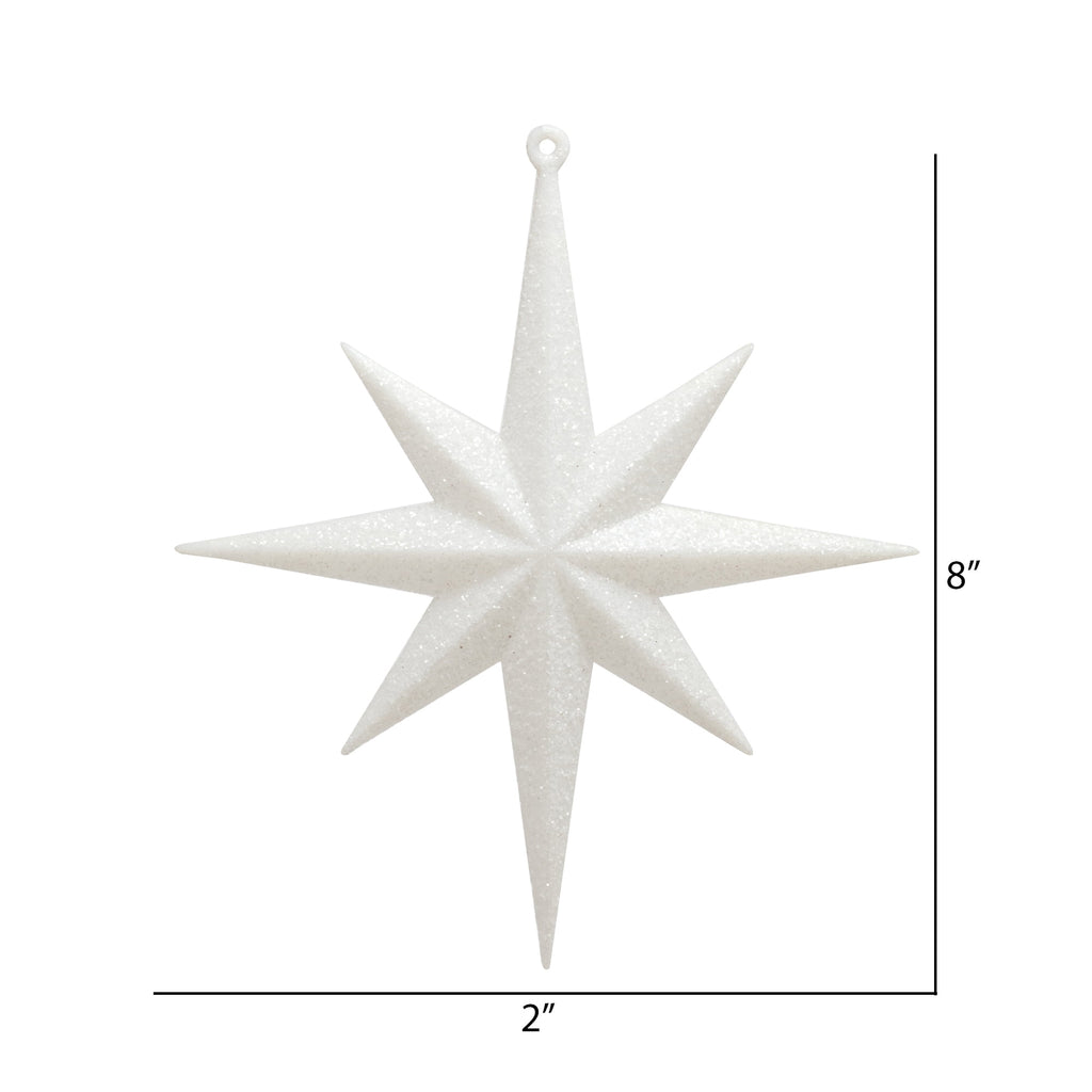 Vickerman 8" White Iridescent Glitter Bethlehem Star Christmas Ornament, 4 per Box