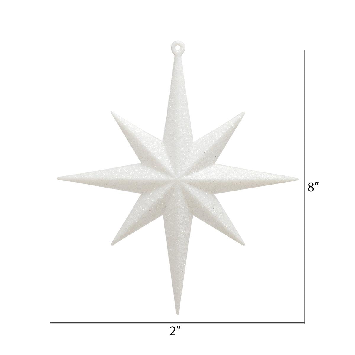 Vickerman 8" White Iridescent Glitter Bethlehem Star Christmas Ornament, 4 per Box