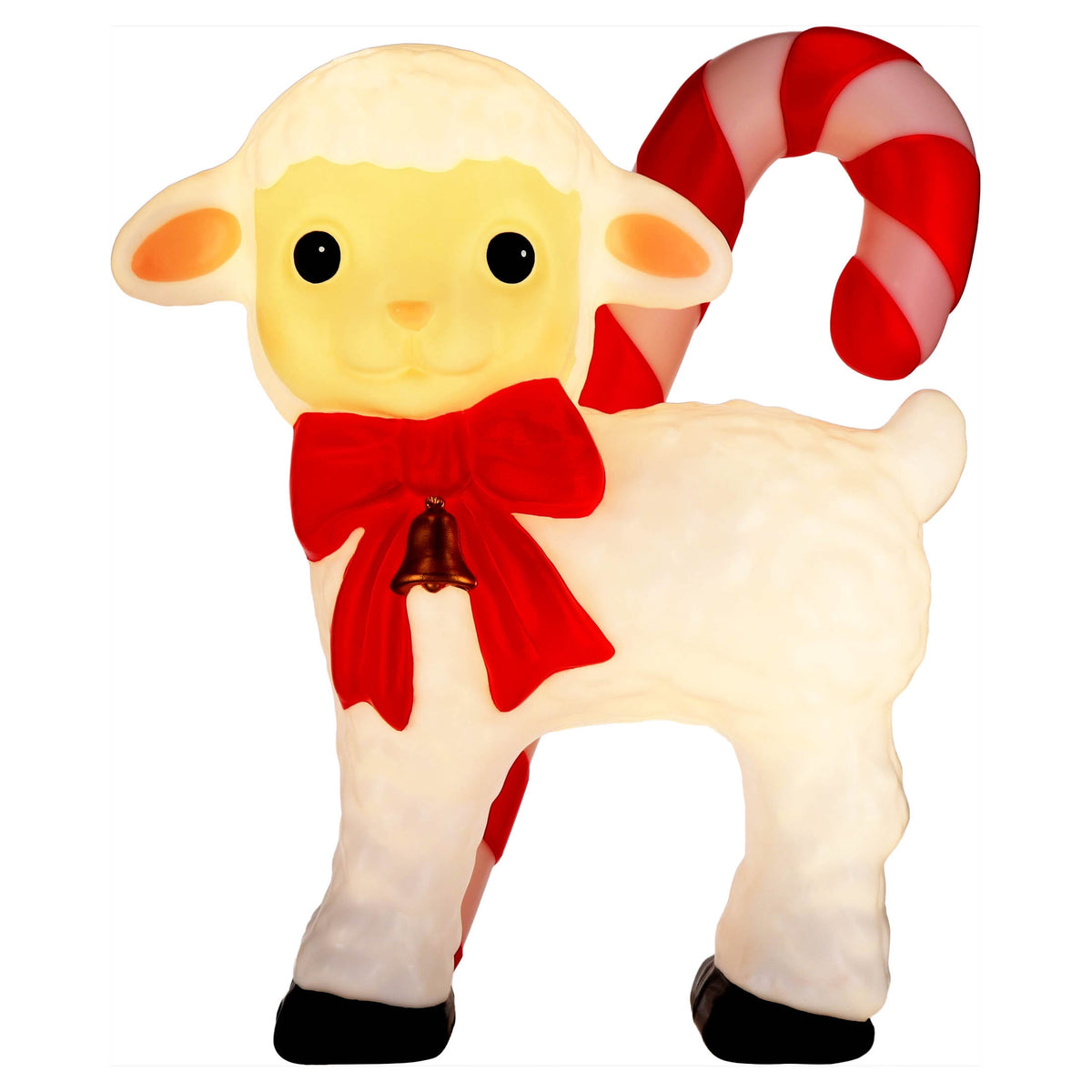 Lighted Blow Mold Sheep with Candy Cane Indoor/Outdoor Christmas Decoration, Multicolor, 26", by 