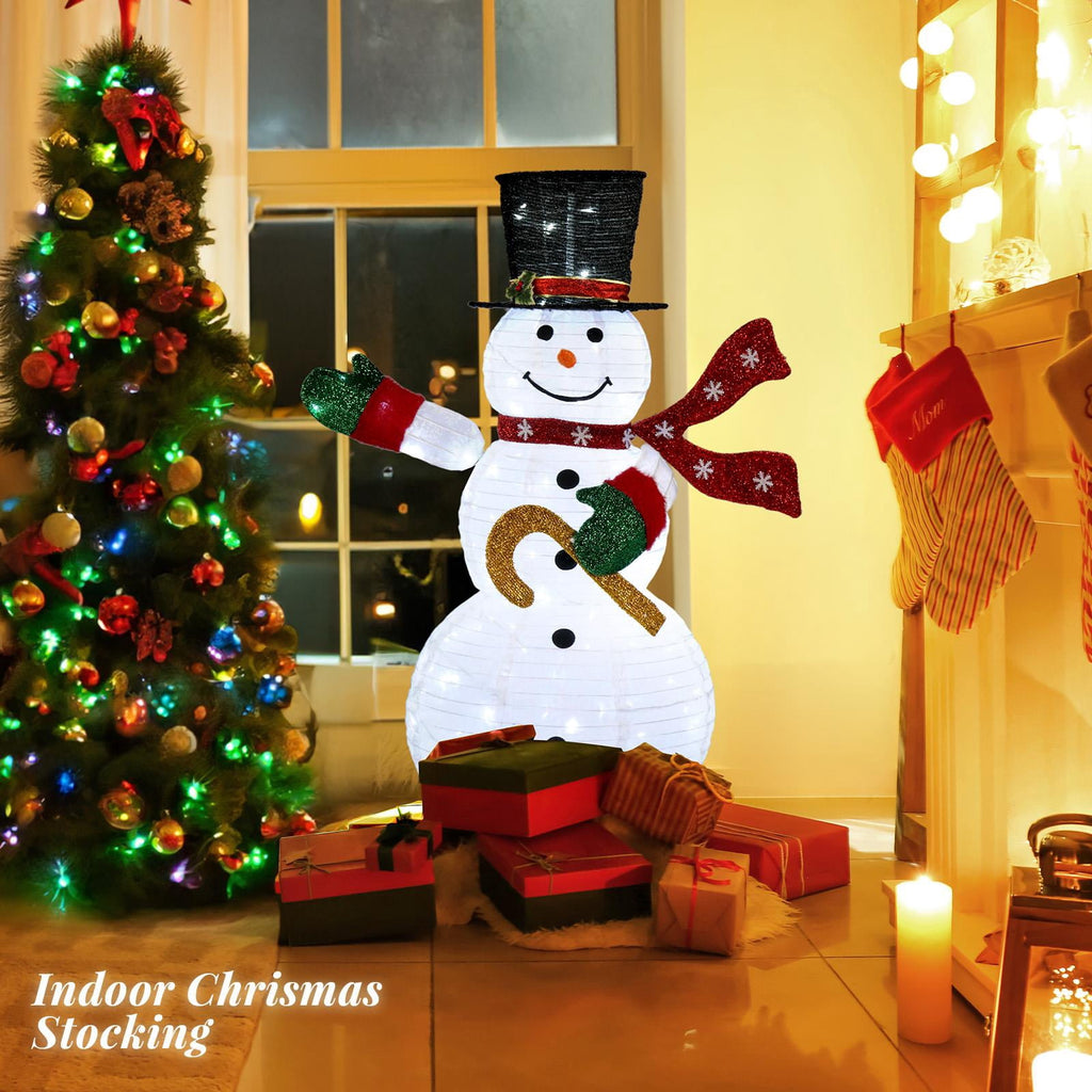 iTopRoad Lighted Snowman,Christmas Snowman Outdoor Indoor Home Decor Holiday Decoration with 100 LEDs,4Ft