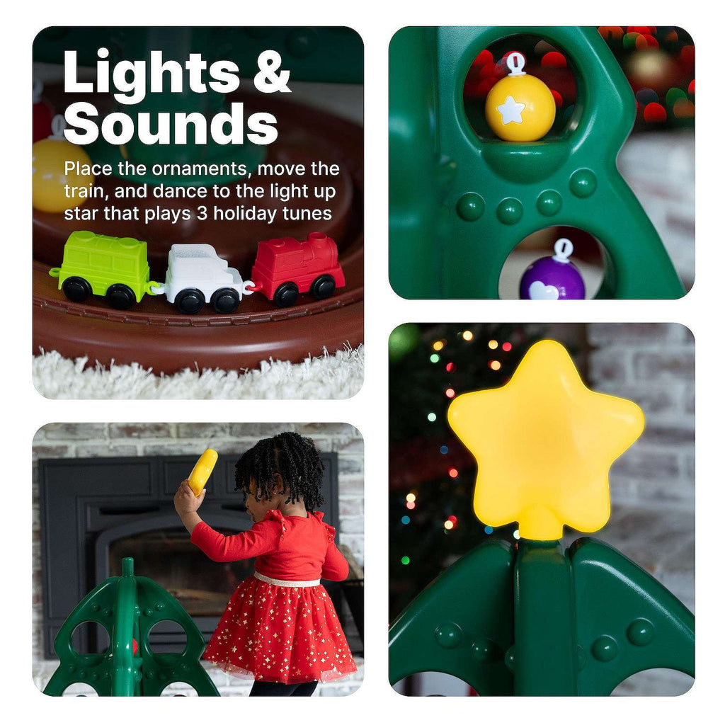 Step2 My First Christmas Tree with Toy Train Light Up Star 8 Bonus Ornaments for Toddlers Limited Edition Color