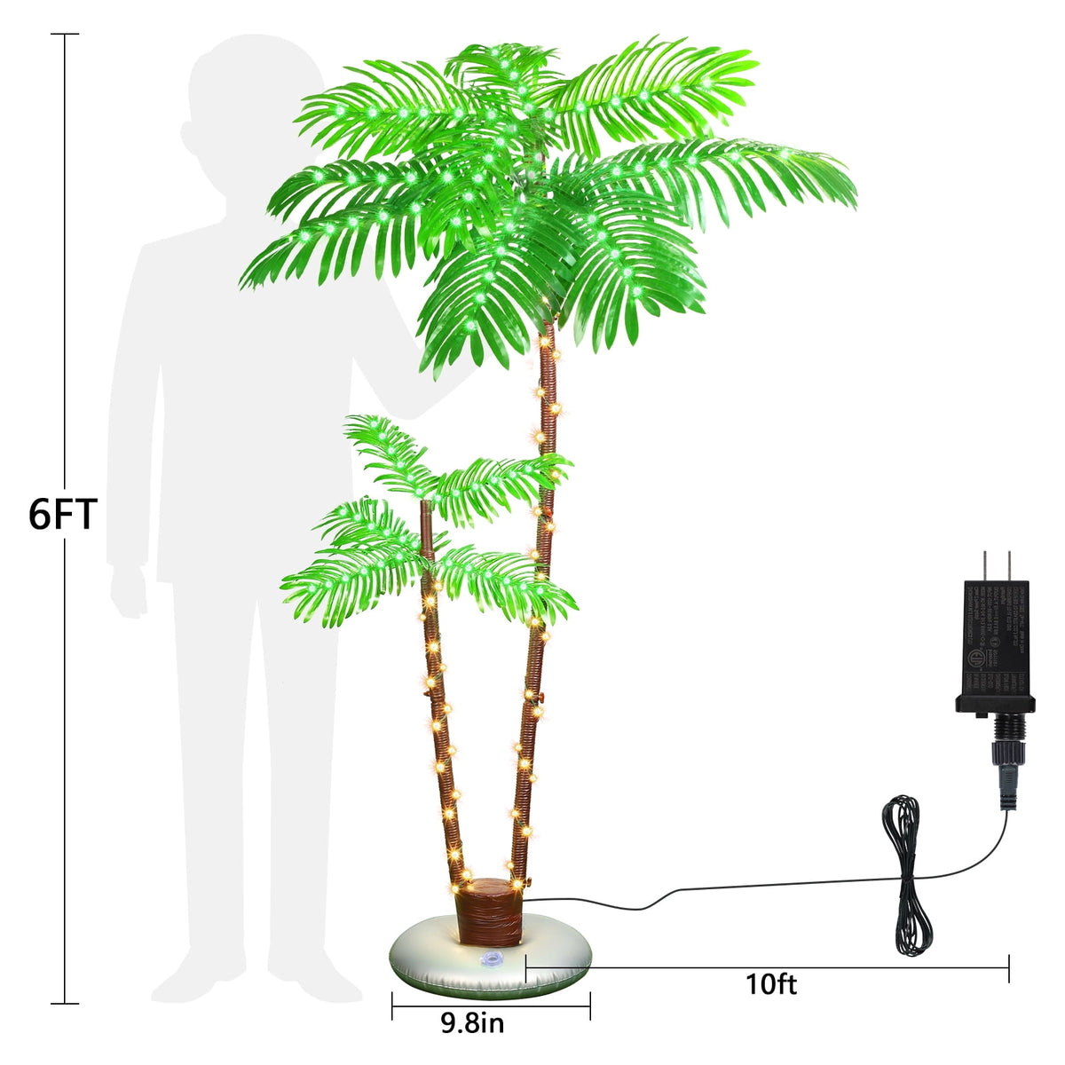 6FT Outdoor Christmas Decorations Decor Lighted Palm Tree