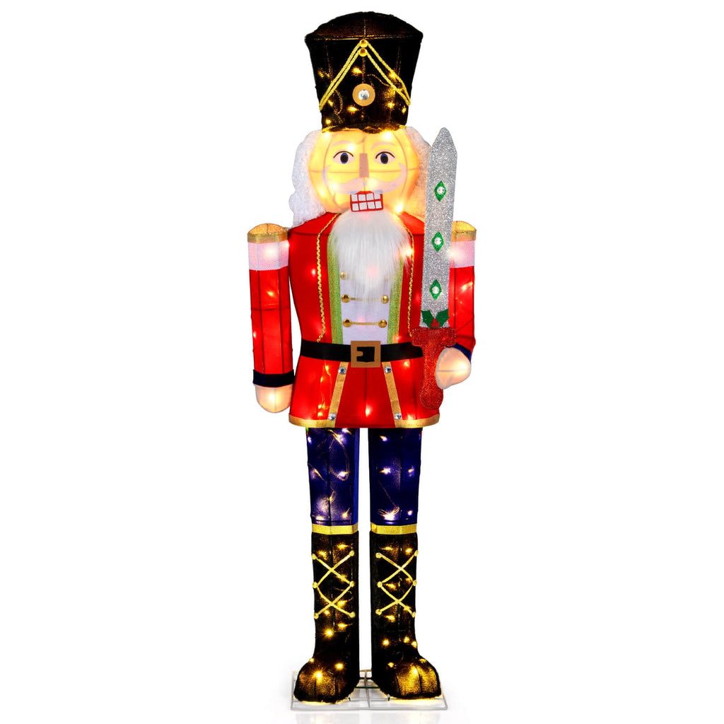 Costway 1 PCS 5 FT Lighted Nutcracker Soldier Outdoor Christmas Decoration with Glitter Sword