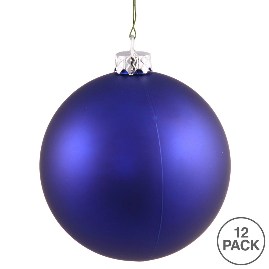 Vickerman 2.75" Christmas Ornament Ball, Cobalt Blue Matte Finish, Shatterproof Plastic, UV Resistant, Holiday Christmas Tree Decoration, 12 Pack