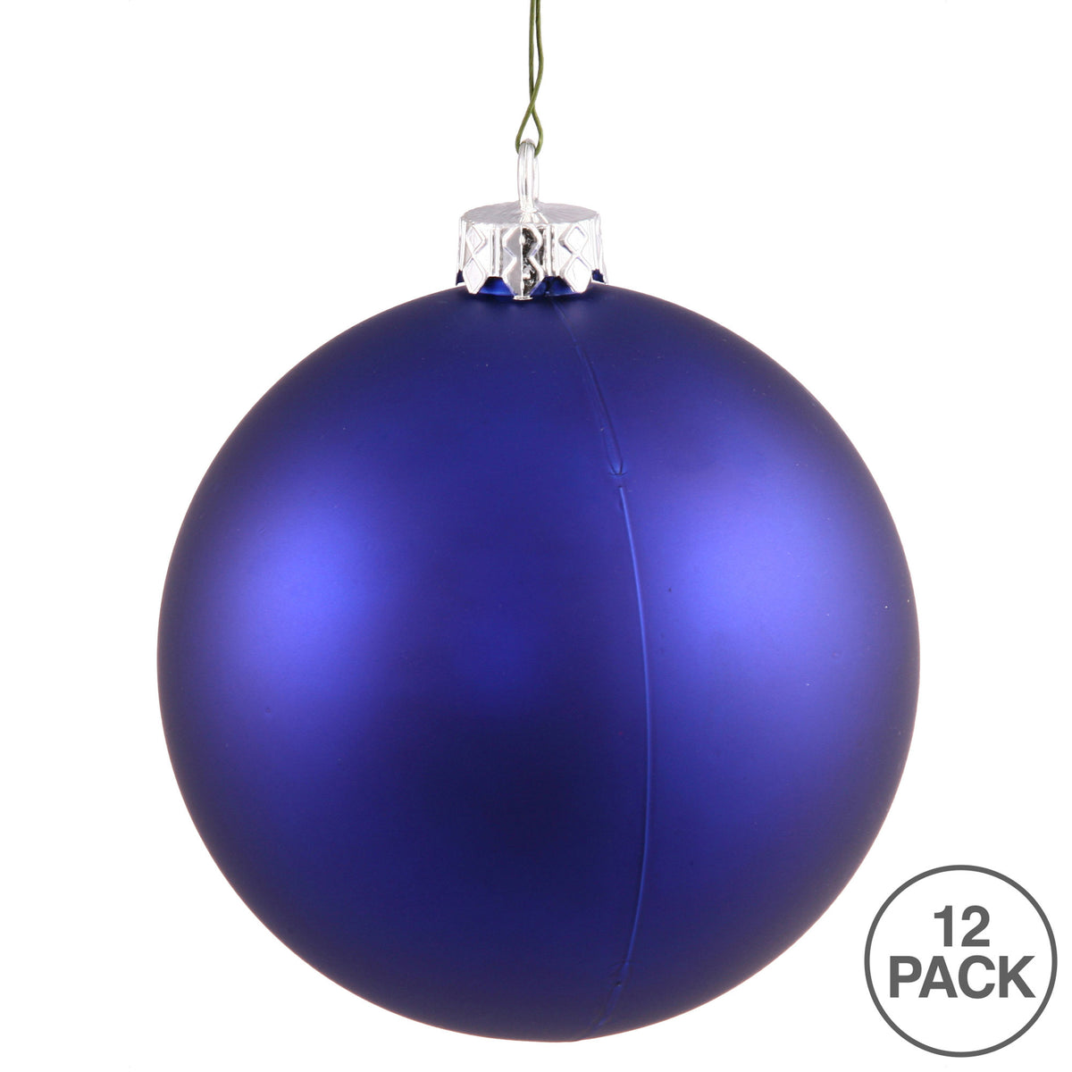 Vickerman 2.75" Christmas Ornament Ball, Cobalt Blue Matte Finish, Shatterproof Plastic, UV Resistant, Holiday Christmas Tree Decoration, 12 Pack
