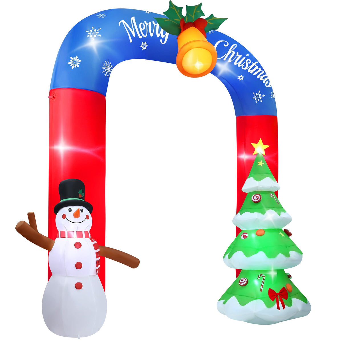 Yexmas 8FT Christmas Inflatable Archway with Snowman & Christmas Tree,Blow Ups Xmas Inflatable with LED Lights,Outdoor Decor for Xmas Holiday Party Yard Garden Lawn