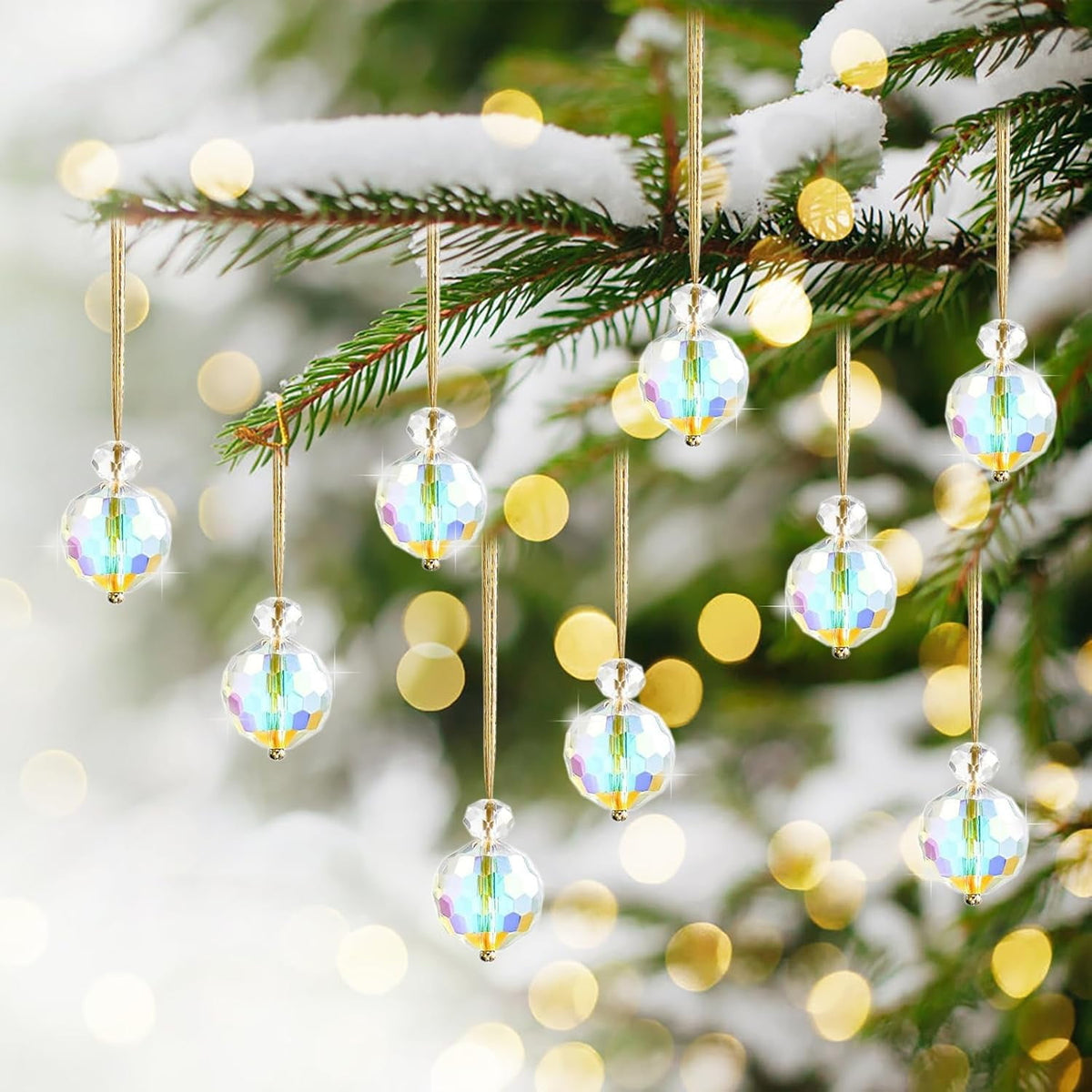 Merriva™ Crystal Christmas Ornaments, 24 Pcs Glass Prism Ball, Crystal Xmas Tree Ornaments