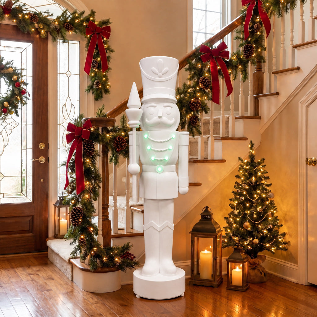 Giant Paint-it-Yourself Light-Up LED Nutcracker Christmas Decoration, White, 5', by 