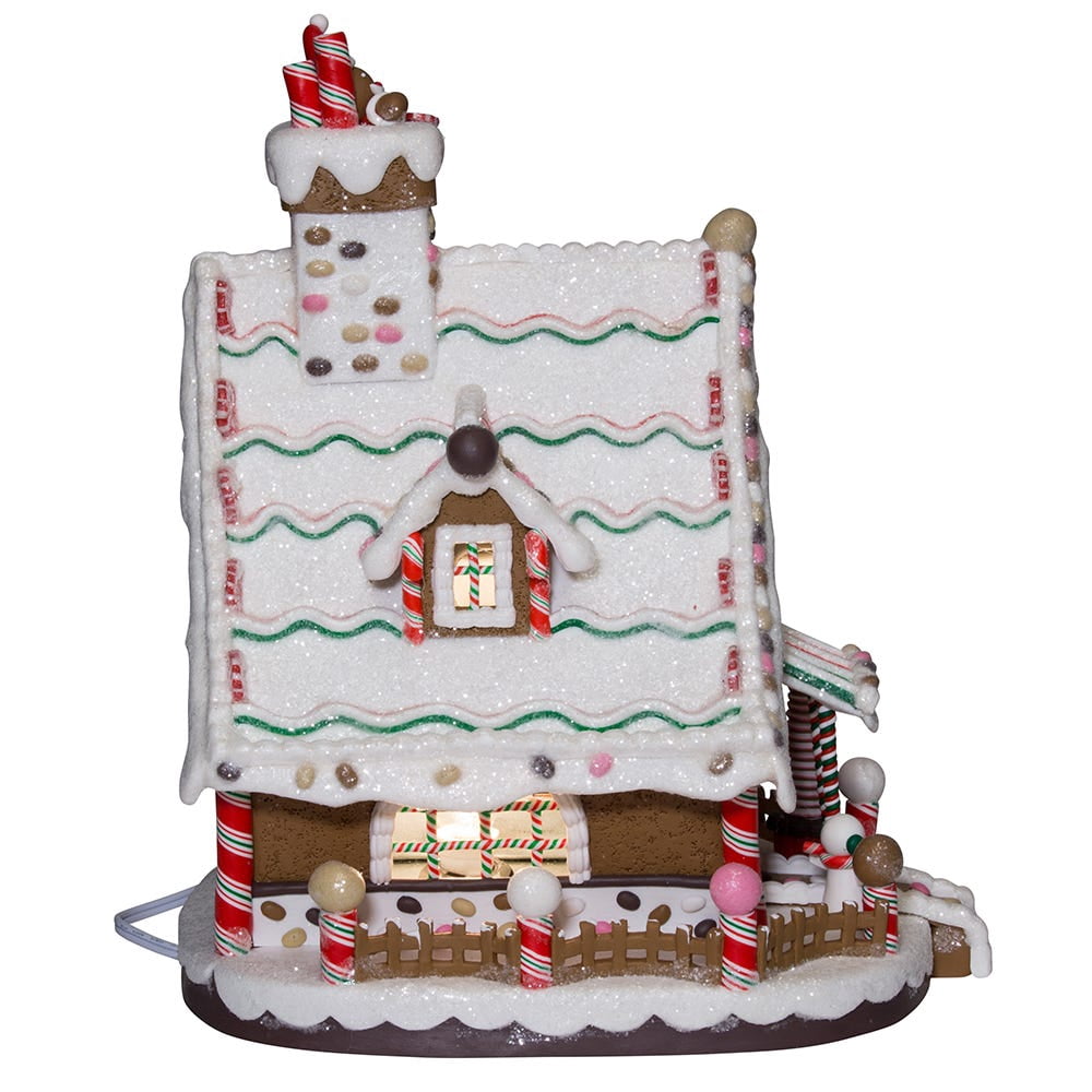 Kurt Adler Lighted Christmas Clay Gingerbread House Decoration, 12"