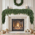  2Pcs 9FT Real Touch PE Christmas Garland, Artificial Norfolk Pine Garland for Mantel, Stair Railing, Christmas Tree, Xmas Decoration for Indoor & Outdoor, Green