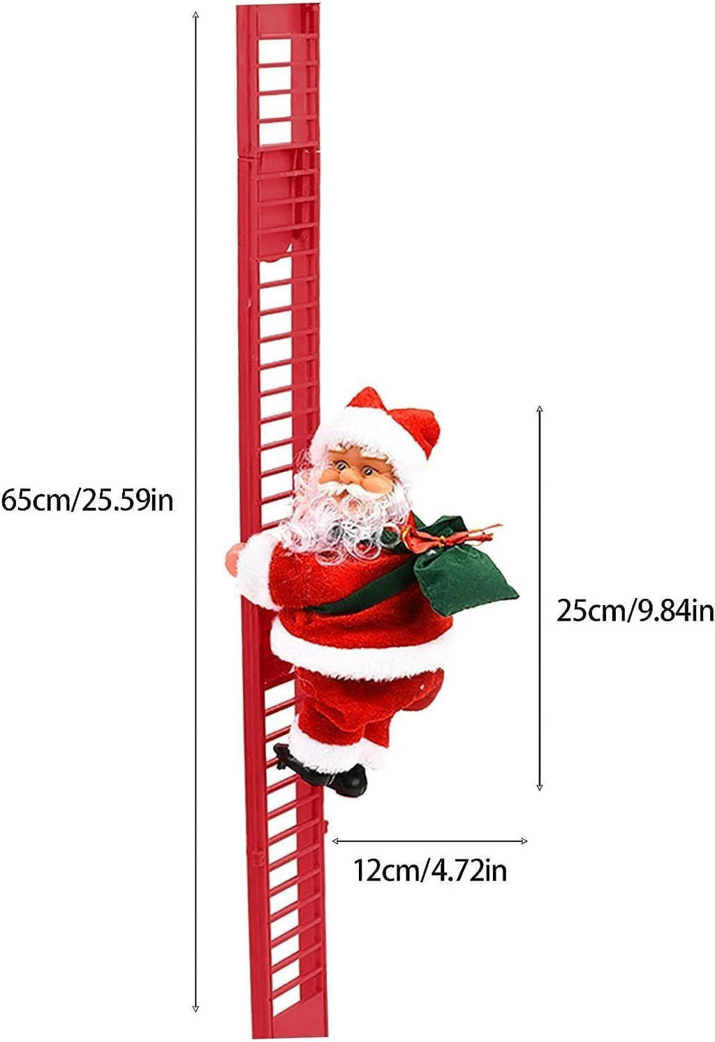 Christmas Electric Climbing Santa with Music & LED Light, Electric Climbing Ladder Santa Claus Doll for Xmas Tree Decorations Hanging Christmas Ornaments Tree Decor Holiday Party Gift