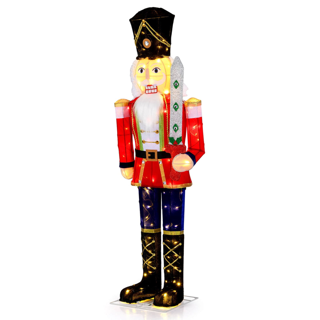 Costway 1 PCS 5 FT Lighted Nutcracker Soldier Outdoor Christmas Decoration with Glitter Sword