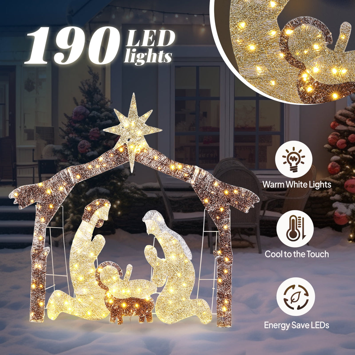 UBesGoo 6ft Light-Up Nativity Scene Christmas Decoration Nativity Christmas Outdoor Decor