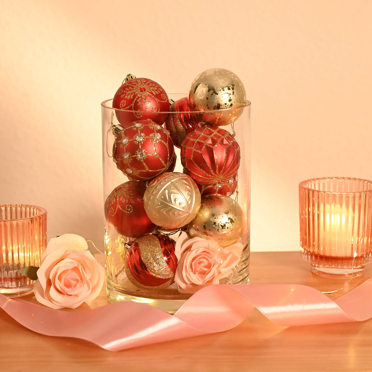 Valery Madelyn 30ct 2.36 inches Luxury Red Gold Christmas Ornaments Shatterproof Christmas Ball Ornaments Hanging Bauble for Christmas Party decoration