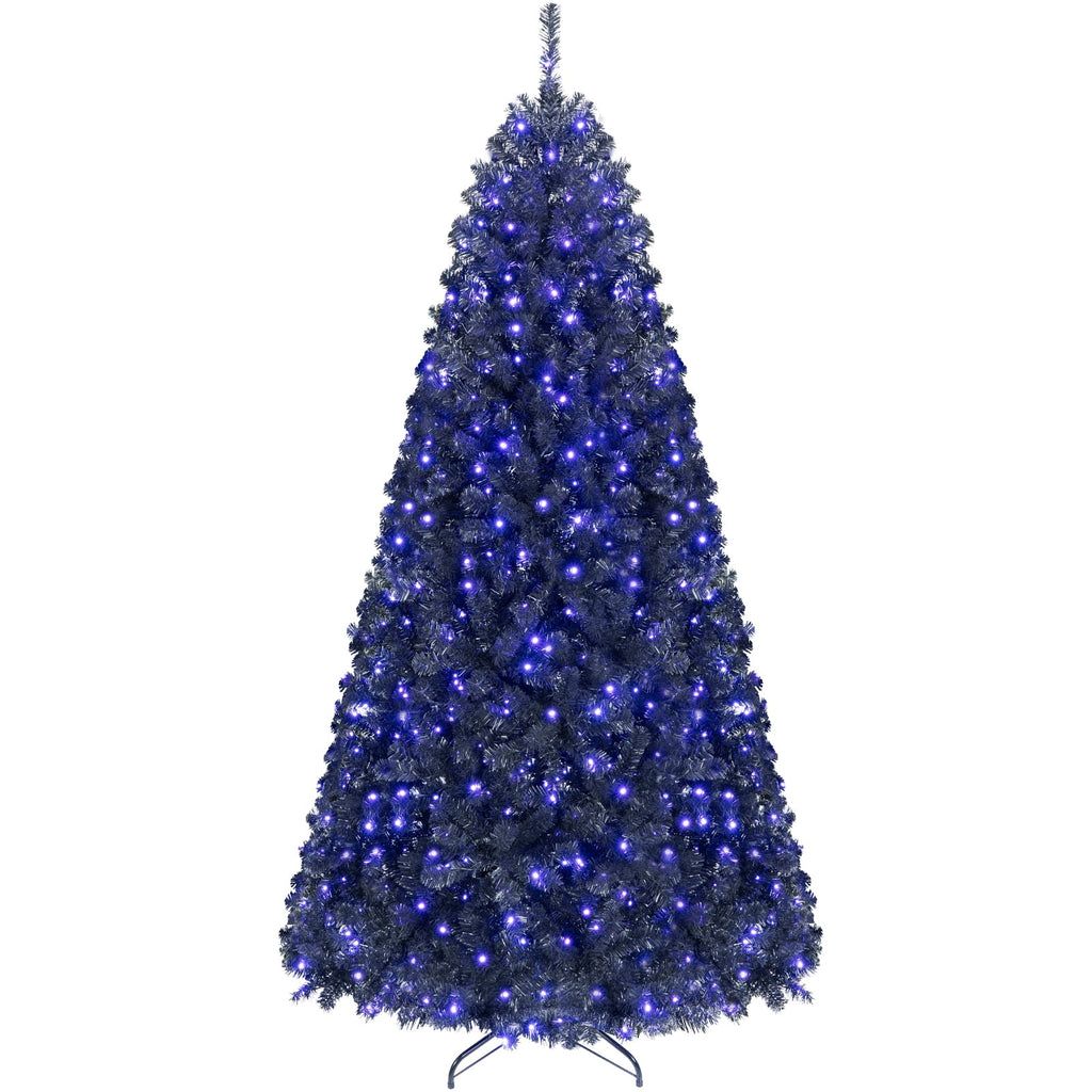 Costway 7 ft Pre-Lit Decoration Tree for Christmas Halloween Hinged Black