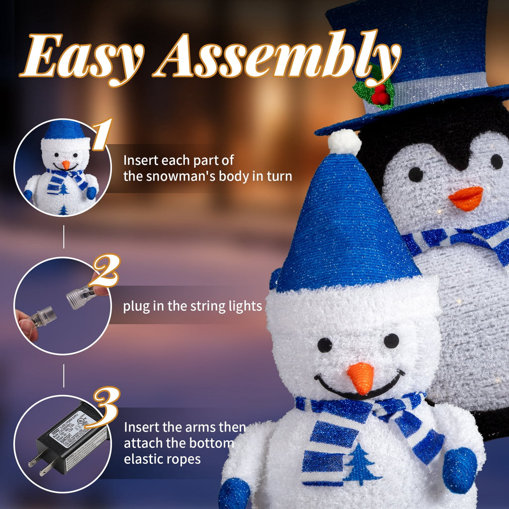 Ktaxon Snowman Christmas Lighted Penguin Outdoor Decoration for Holiday Lawn Garden Party