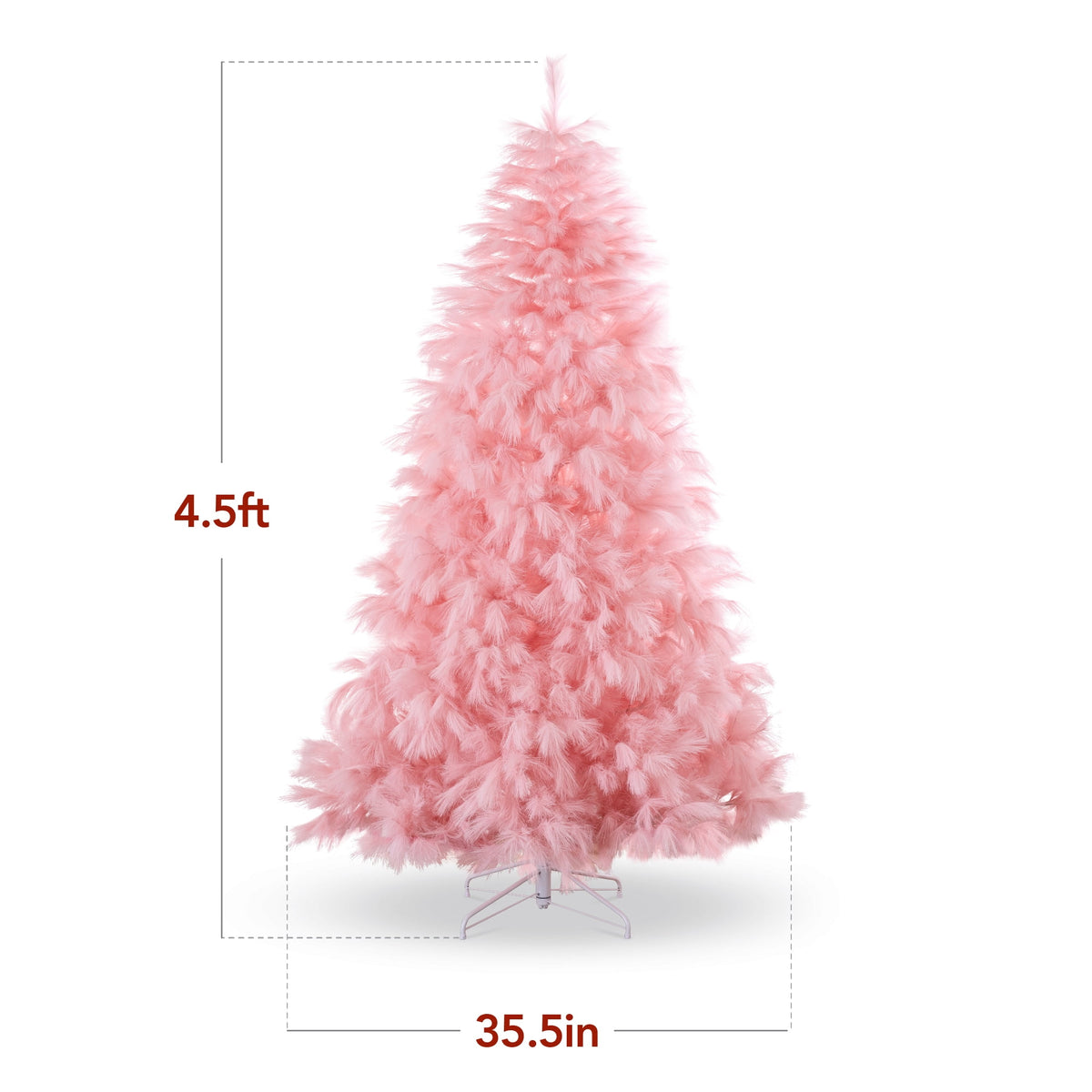  4.5ft Premium Artificial Pink Pampas Christmas Tree Holiday Decor w/ Foldable Metal Base