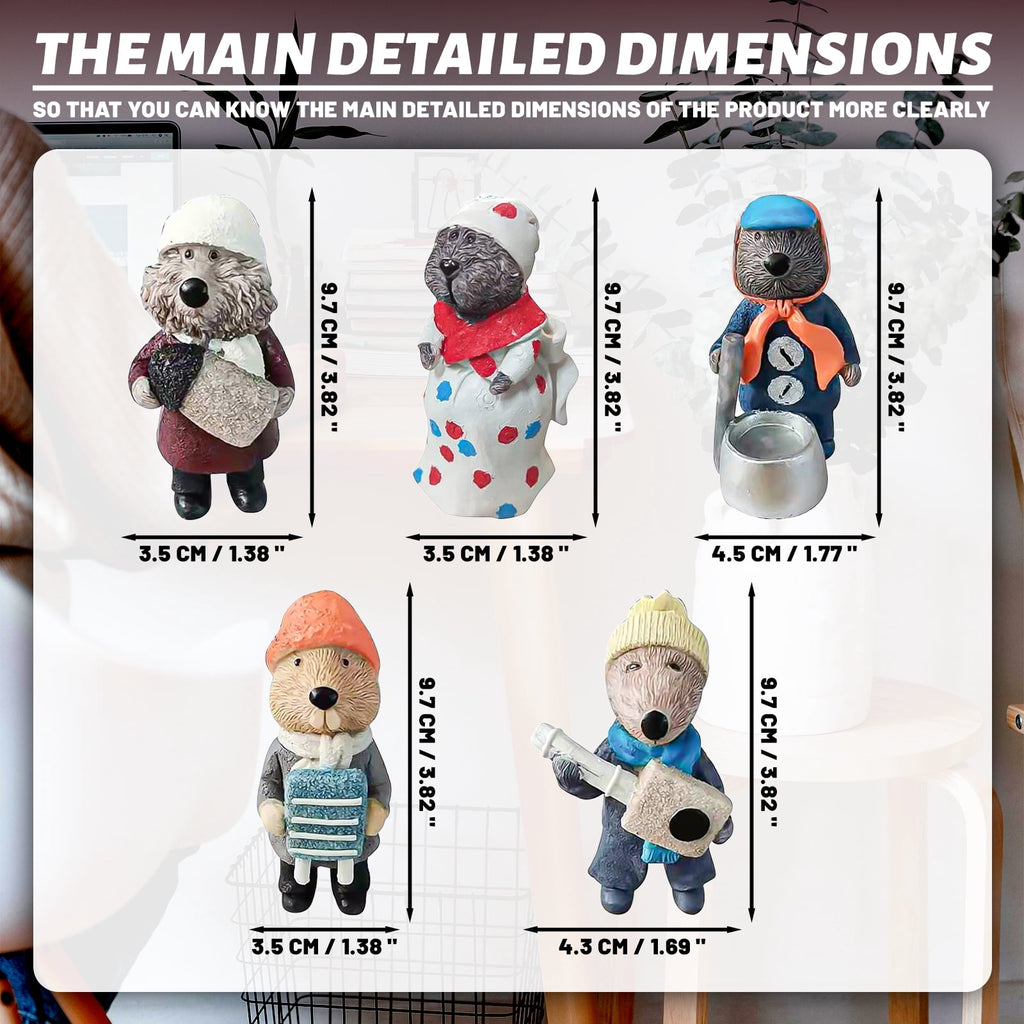 5-Piece Resin Otter Band Figurines Animal Musician Christmas Decorations for Tabletop Shelf Mantel Home Decor