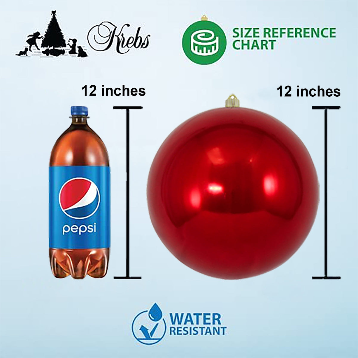 Christmas By Krebs 8" (200mm) Candy Red Ornament, Commercial Shatterproof UV Resistant Plastic Christmas Ball Decoration (Candy Blue, 12 inch (300mm))