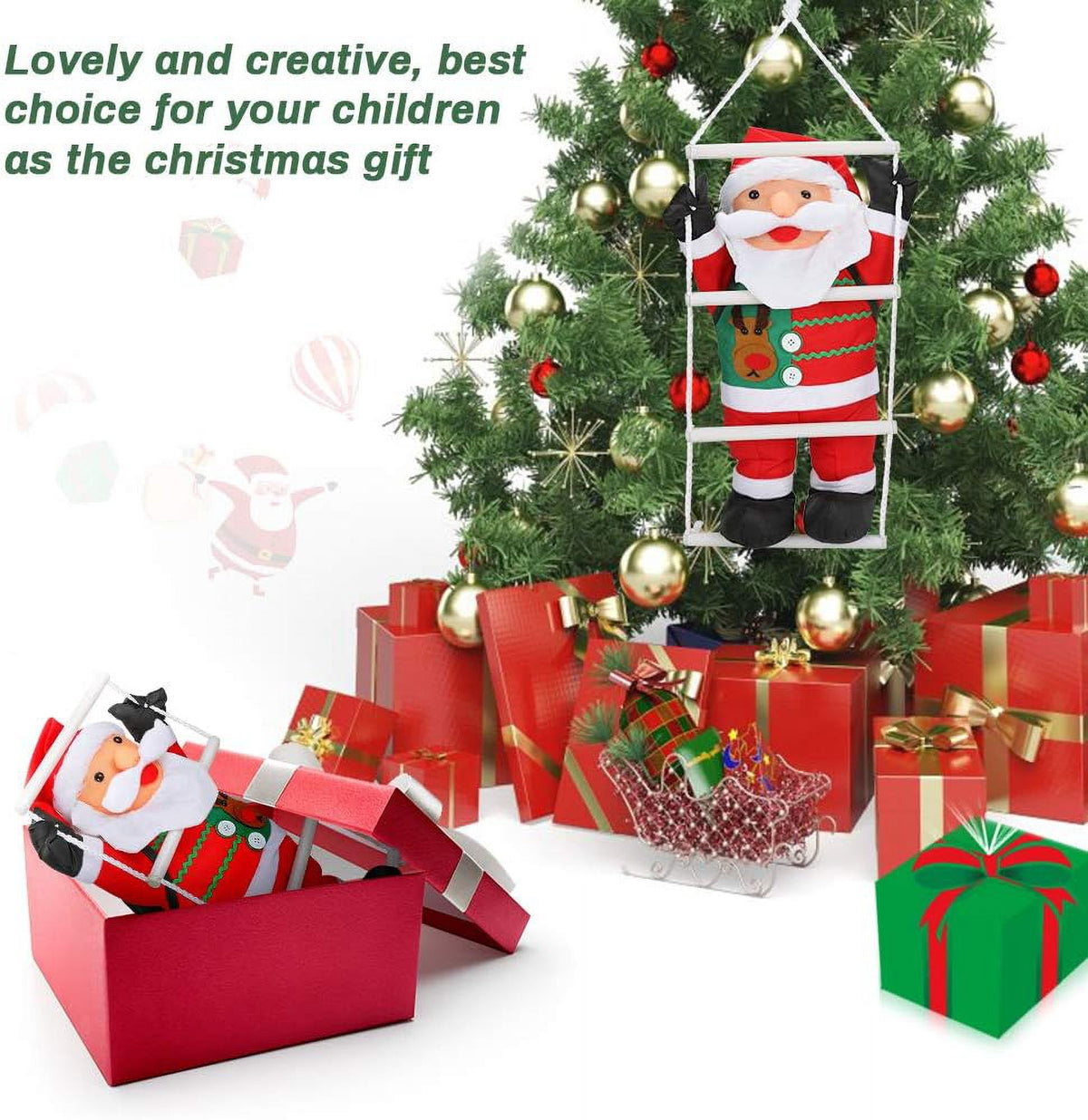 Inadays Christmas Decorations Indoor Holiday Decor XMas Christmas Tree Decorations Hanging Ornaments Decor Santa Swing