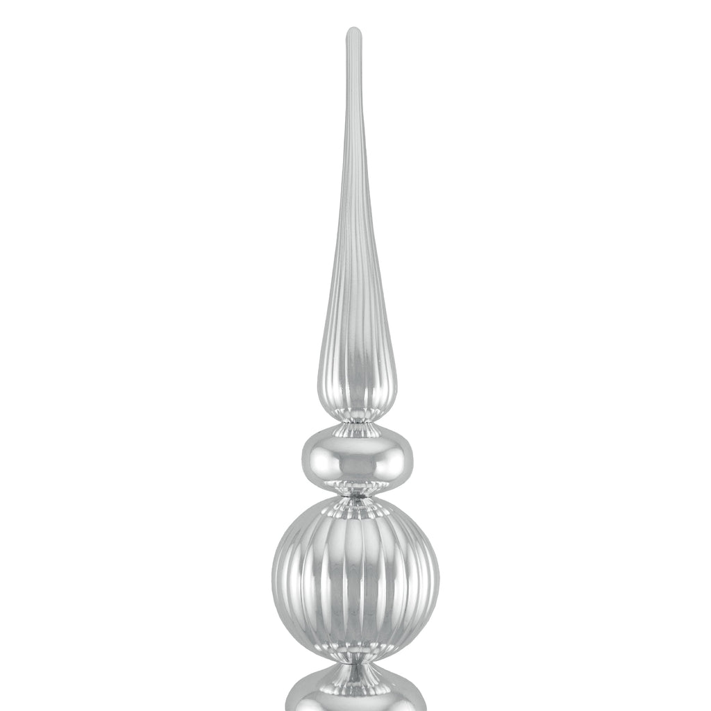 Northlight Shiny Ball Finial Tower Commercial Christmas Decoration - 4.5' - Silver