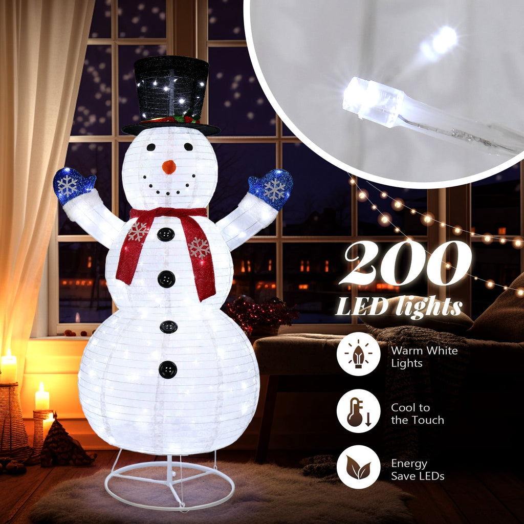 UBesGoo 6ft Lighted Pop-Up Snowman, Christmas Outdoor Decor Holiday Decoration w/ 120 LED Lights,Hat,Scarf
