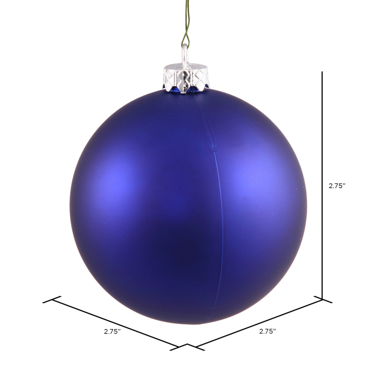 Vickerman 2.75" Christmas Ornament Ball, Cobalt Blue Matte Finish, Shatterproof Plastic, UV Resistant, Holiday Christmas Tree Decoration, 12 Pack