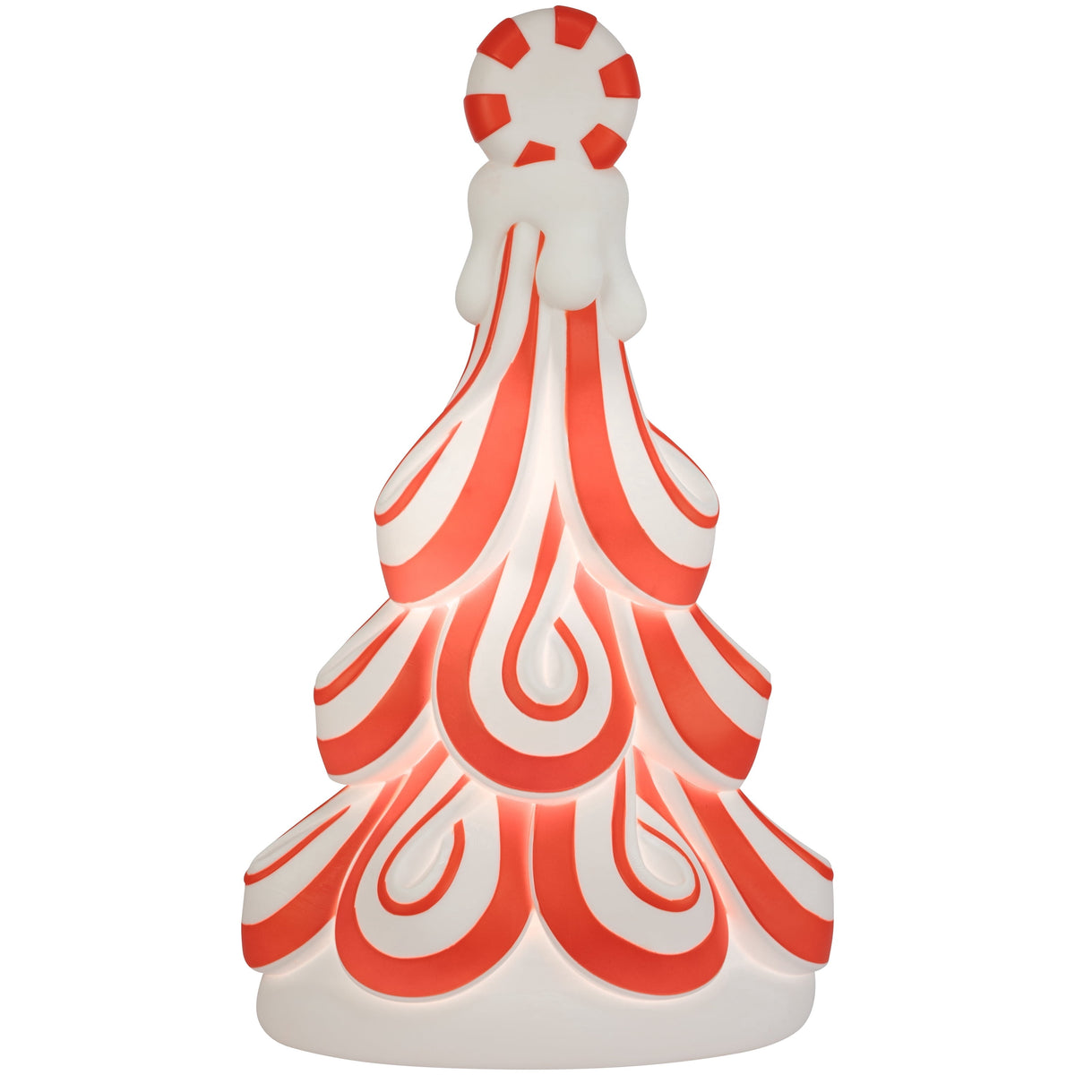 Lighted Blow Mold Peppermint Tree Indoor/Outdoor Christmas Decoration, Red and White, 24", by 