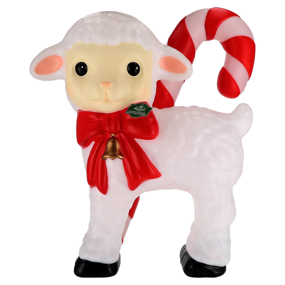 Lighted Blow Mold Sheep with Candy Cane Indoor/Outdoor Christmas Decoration, Multicolor, 26", by 