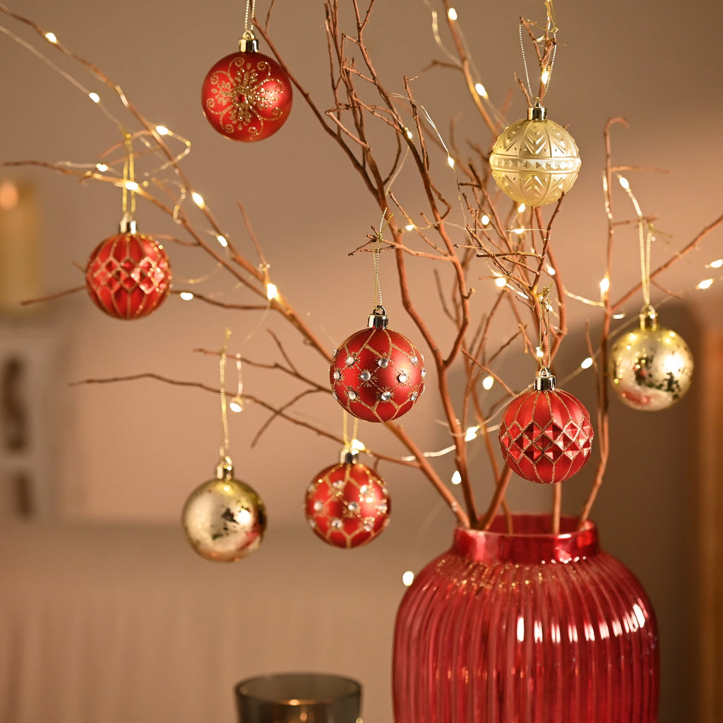 Valery Madelyn 30ct 2.36 inches Luxury Red Gold Christmas Ornaments Shatterproof Christmas Ball Ornaments Hanging Bauble for Christmas Party decoration