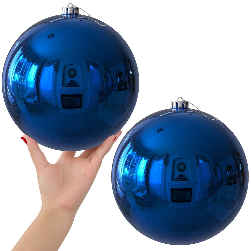 2Pcs 8.0" Extra Large Christmas Ornaments - Christmas Tree Decoration Balls for Birthday Holiday Wedding Decorations - Blue