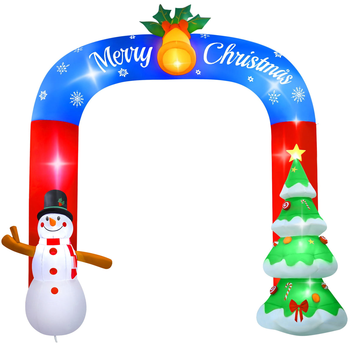 Yexmas 8FT Christmas Inflatable Archway with Snowman & Christmas Tree,Blow Ups Xmas Inflatable with LED Lights,Outdoor Decor for Xmas Holiday Party Yard Garden Lawn
