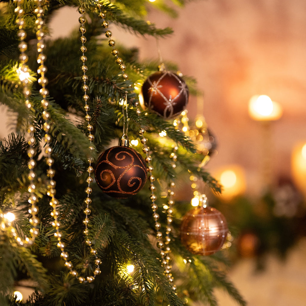 Valery Madelyn 35ct 2.36 inches Luxurious Copper Gold Christmas Ball Ornaments, Shatterproof Christmas Tree Ornaments Hanging Bauble for Xmas Decoration