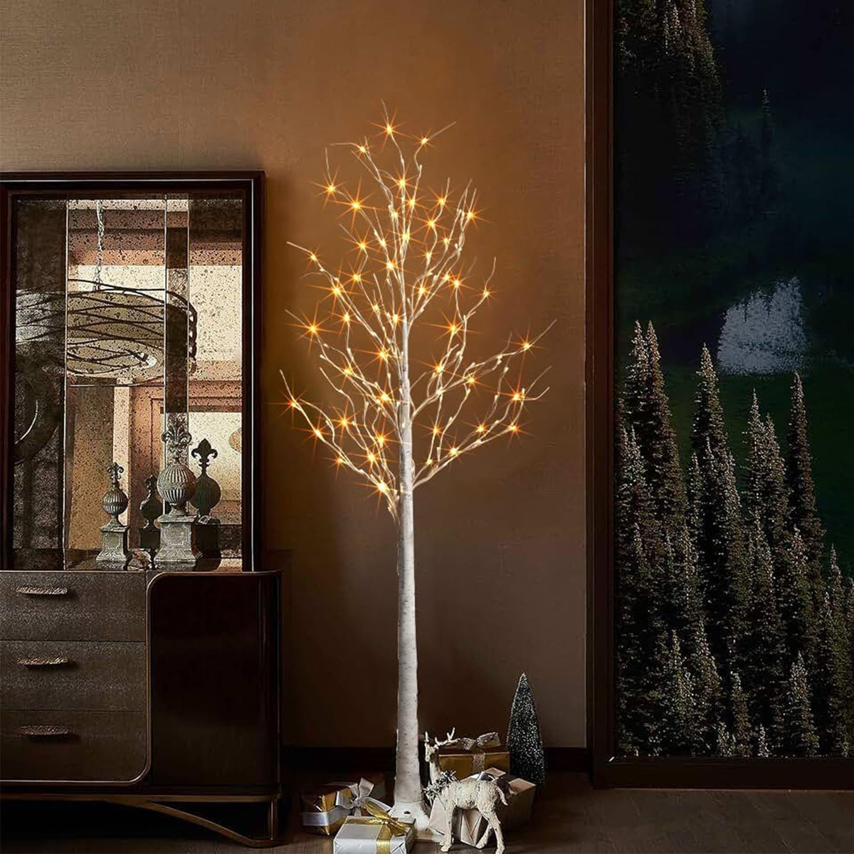 NOWSTO Birch Tree Lights, Set of 3 (4FT, 6FT, 8FT), 440 Warm White LED Lights with Timer Function, Christmas Outdoor Decor for Garden Patio Yard, Indoor Christmas Decorations for Home Bedroom Party