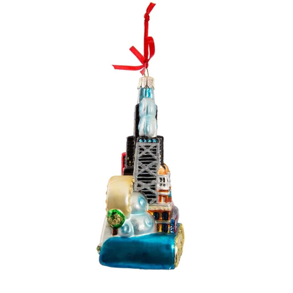 Kurt Adler 5-Inch Chicago Glass Ornament �?? Hand-Painted Christmas Tree Decoration Featuring City Landmarks