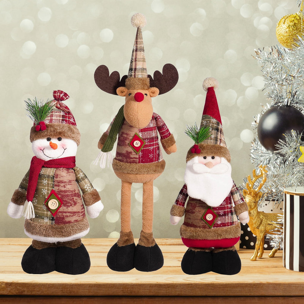 Extendable Santa Claus Doll, Christmas Decoration, Holiday Atmosphere Ornament, Christmas Scene Decor Prop