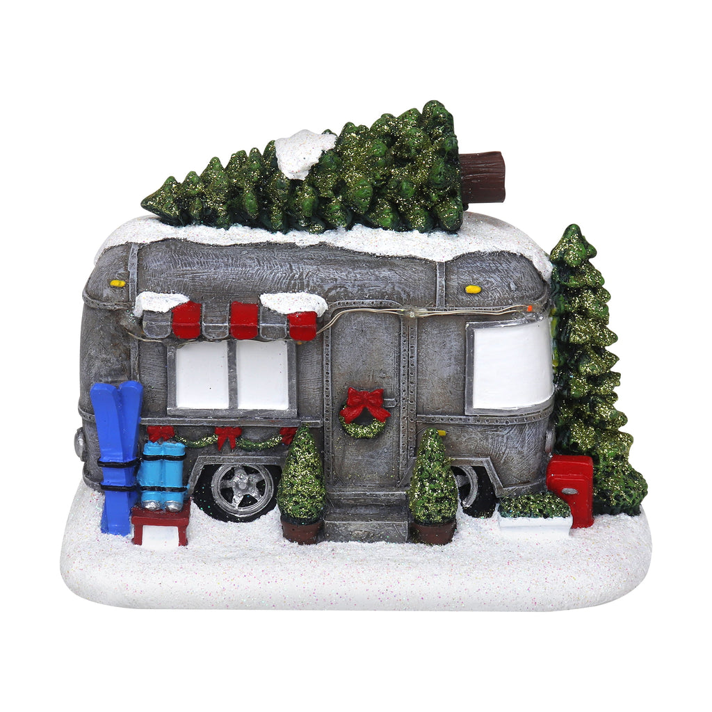Christmas Village Tabletop RV Camper Pre-lit Winter Snow Village Perfect Addition to Your Christmas Indoor Home Decorations Great Centerpiece for Your Collection