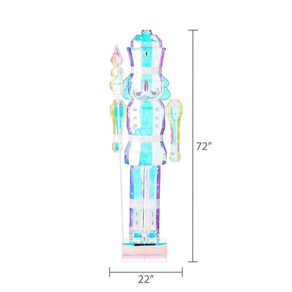 Light-Up Prismatic Nutcracker Indoor/Outdoor Christmas Decoration, Iridescent, 6ft